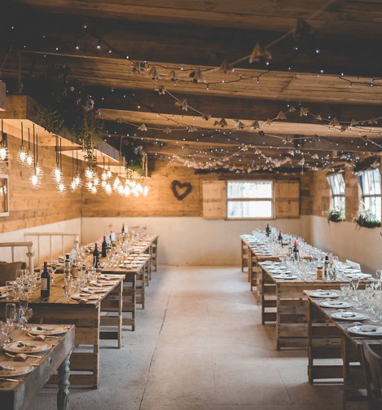 Rustic tables for wedding reception