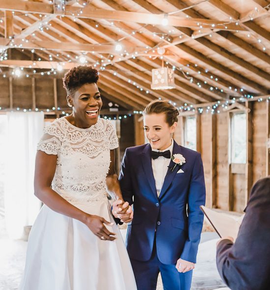 Adelaide and Kathryn exchanging vows