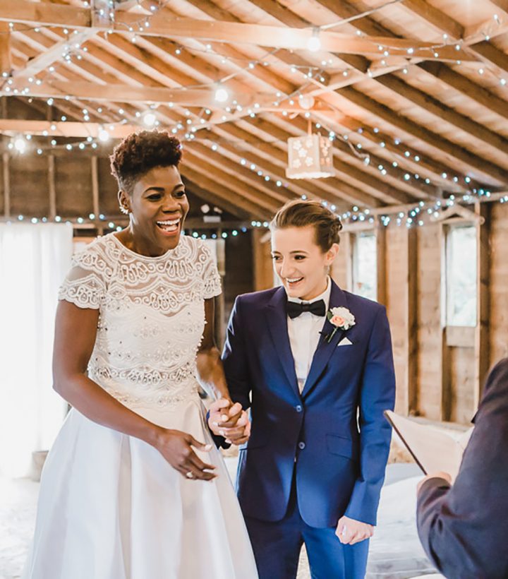 Adelaide and Kathryn exchanging vows